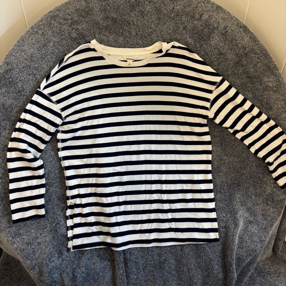 Goodthreads Navy and White Striped Tee